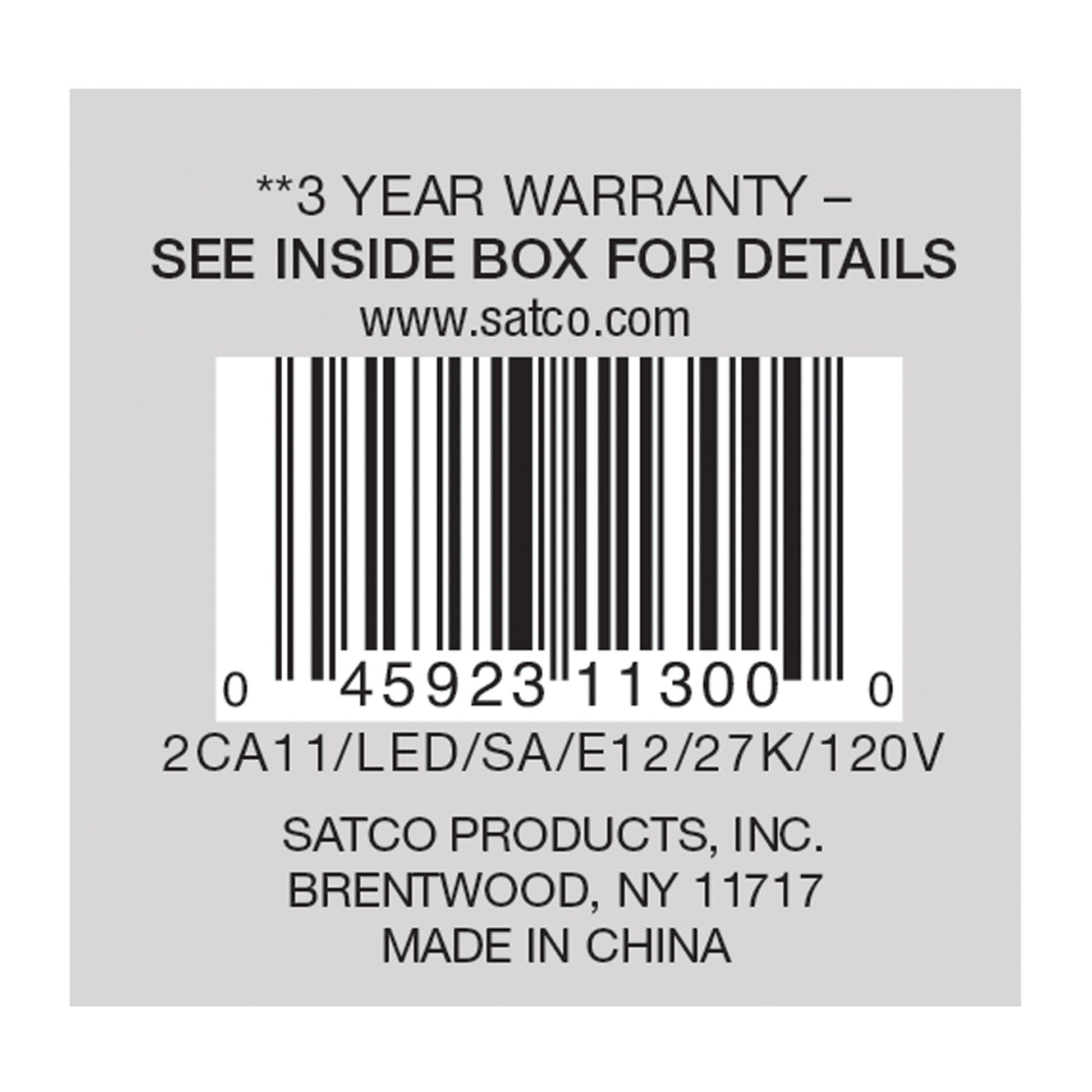 image of 2 Watt CA11 LED - Satin Spun Clear - Candelabra base - 2700K - 120 Volt