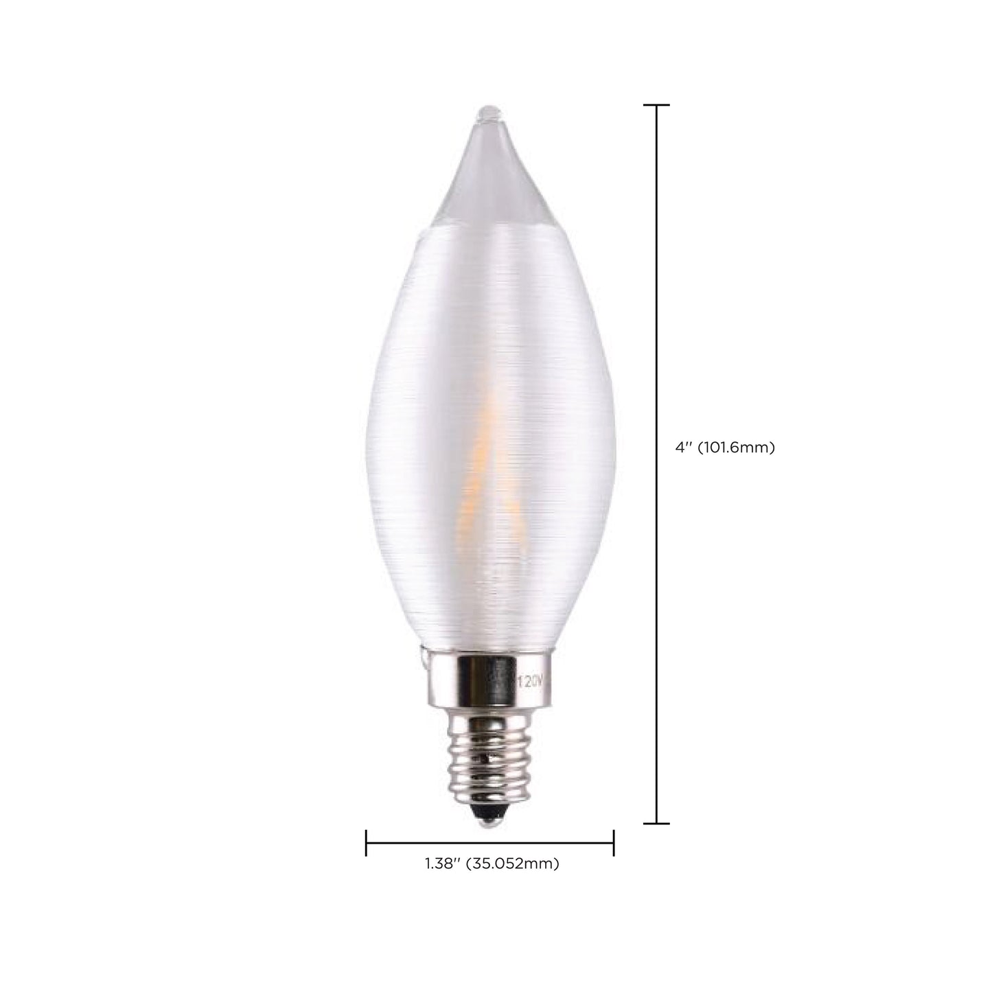 image of 2 Watt CA11 LED - Satin Spun Clear - Candelabra base - 2700K - 120 Volt