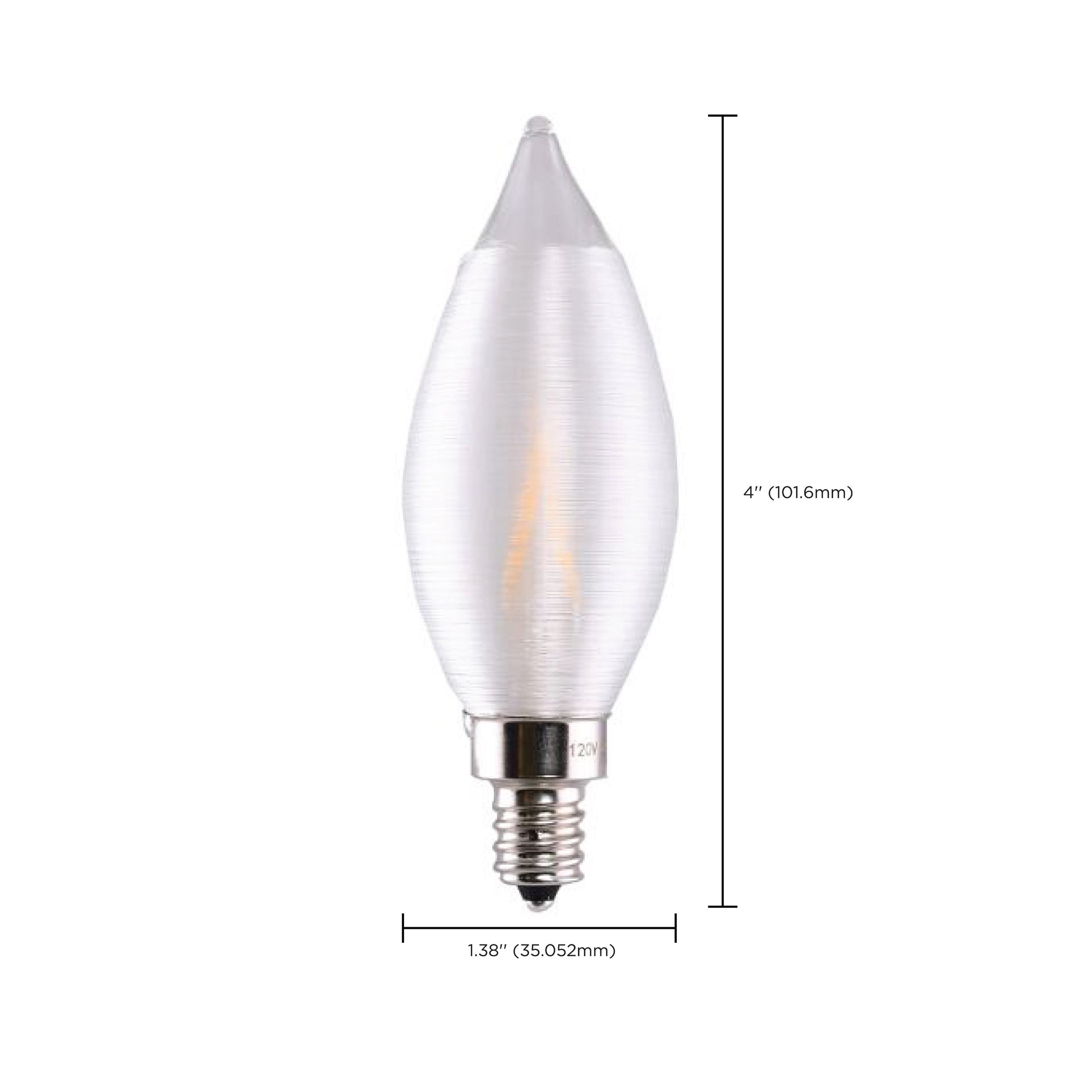 image of 2 Watt CA11 LED - Satin Spun Clear - Candelabra base - 2700K - 120 Volt