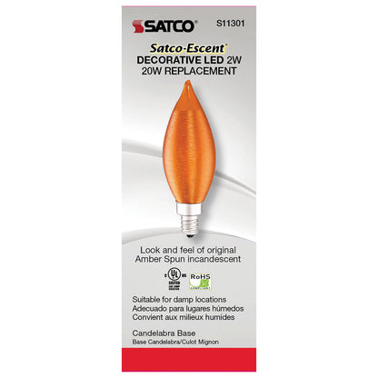 image of 2 Watt CA11 LED - Satin Spun Amber - Candelabra base - 2100K - 120 Volt