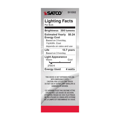 image of 4 Watt CA11 LED - Satin Spun Clear - Candelabra base - 2700K - 120 Volt