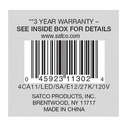 image of 4 Watt CA11 LED - Satin Spun Clear - Candelabra base - 2700K - 120 Volt