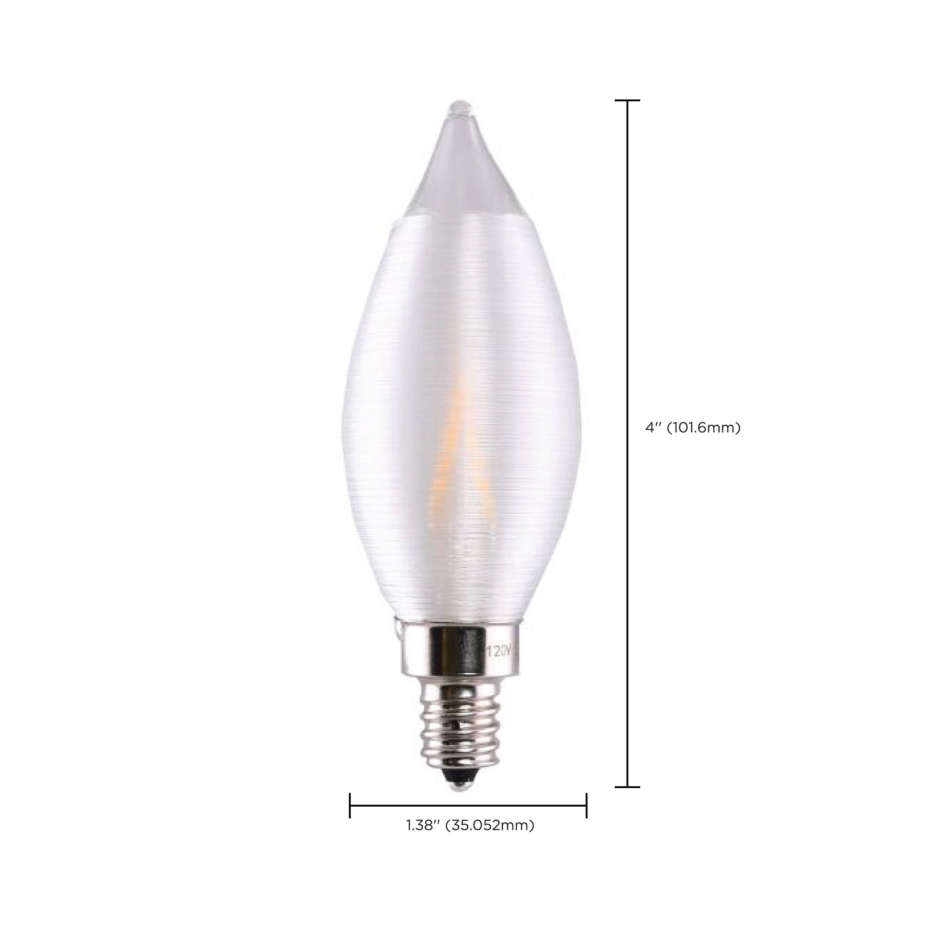 image of 2 Watt CA11 LED - Satin Spun Clear - Candelabra base - 2700K - 120 Volt - Carded