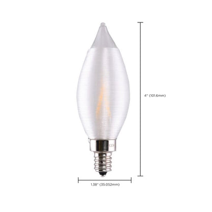 image of 2 Watt CA11 LED - Satin Spun Clear - Candelabra base - 2700K - 120 Volt - Carded