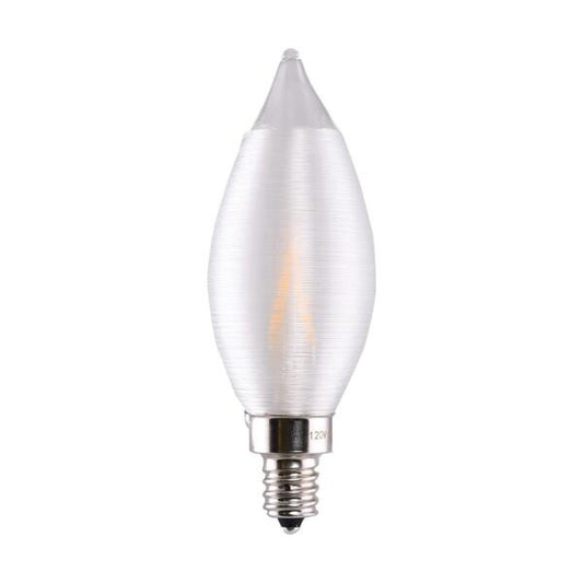 image of 2 Watt CA11 LED - Satin Spun Clear - Candelabra base - 2700K - 120 Volt - Carded