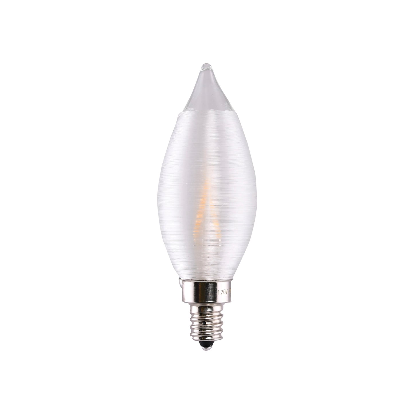 image of 4 Watt CA11 LED - Satin Spun Clear - Candelabra base - 2700K - 120 Volt - Carded