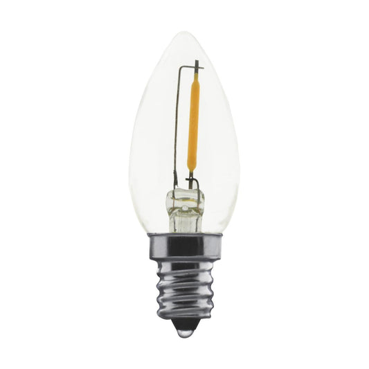image of 0.7 Watt LED - C7 - Clear - 2700K - Candelabra base - 120 Volt - Carded 2 Pack