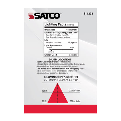 image of 7.5 Watt - BR30 LED - 2700K - Medium base - 105 deg. Beam Angle - 120 Volt - 2-pack