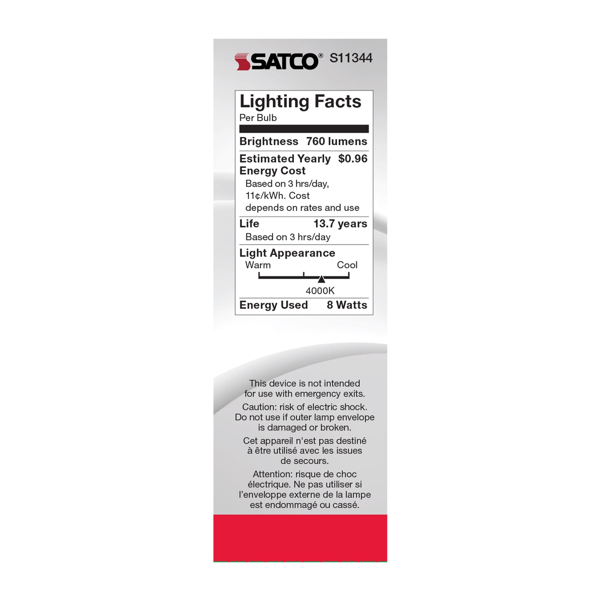 image of 8 Watt C11 LED - Clear Finish - Candelabra Base - 4000K - 90 CRI - 760 Lumens - 120 Volt