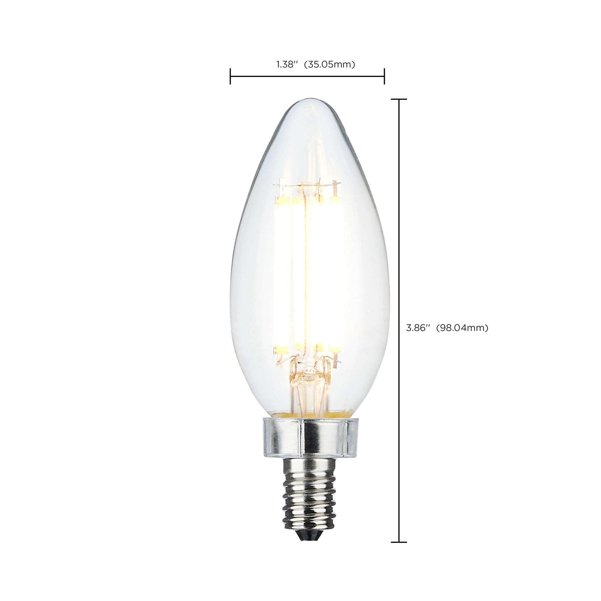 image of 8 Watt C11 LED - Clear Finish - Candelabra Base - 4000K - 90 CRI - 760 Lumens - 120 Volt
