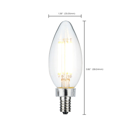 image of 8 Watt C11 LED - Clear Finish - Candelabra Base - 4000K - 90 CRI - 760 Lumens - 120 Volt