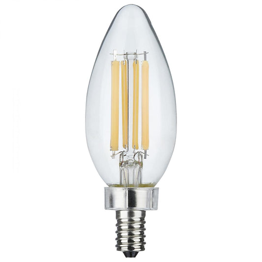 8 Watt C11 LED - Clear Finish - Candelabra Base - 5000K - 90 CRI - 800 Lumens - 120 Volt