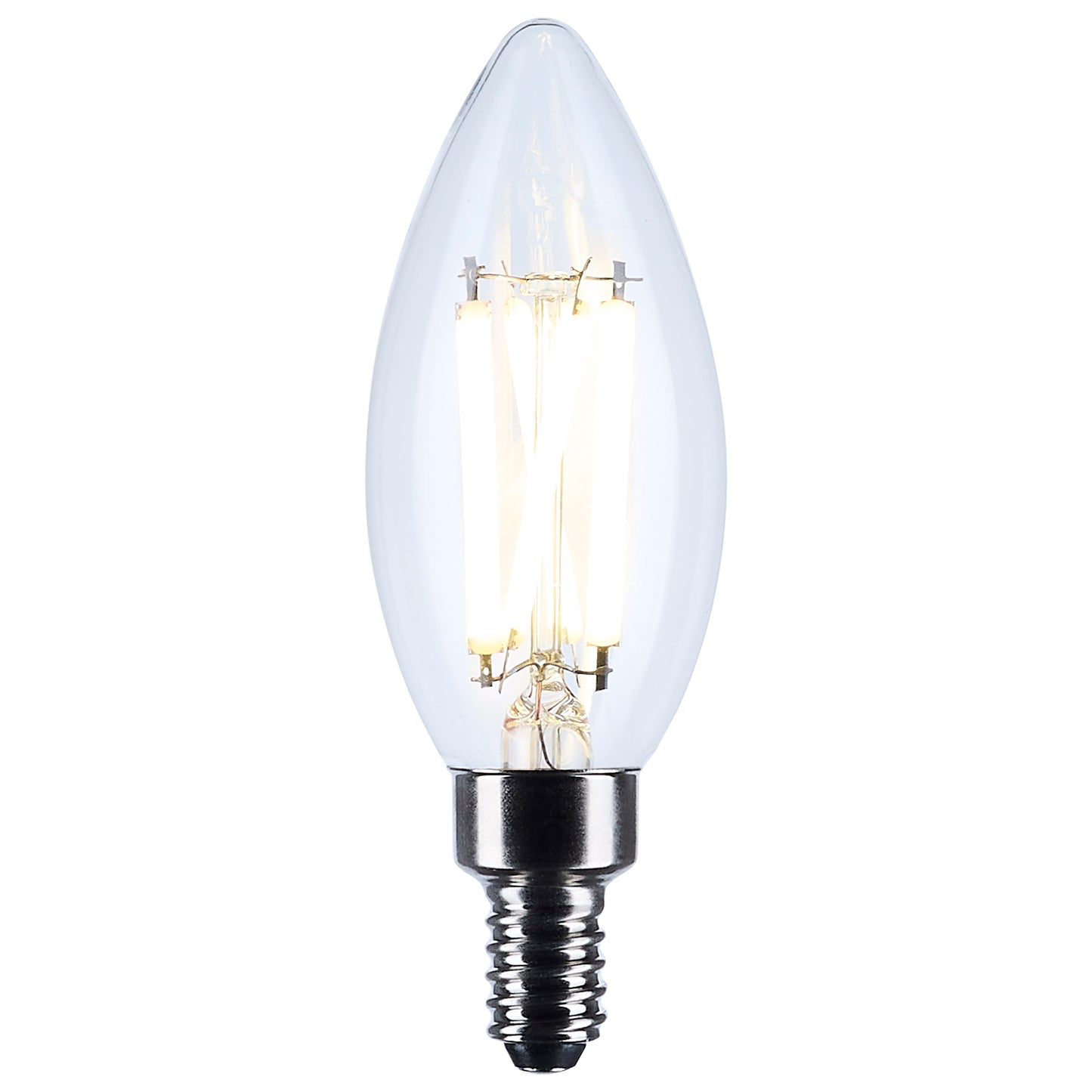 image of 8 Watt C11 LED - Clear - Candelabra base - 2700K - 90 CRI - 760 Lumens - 120 Volt