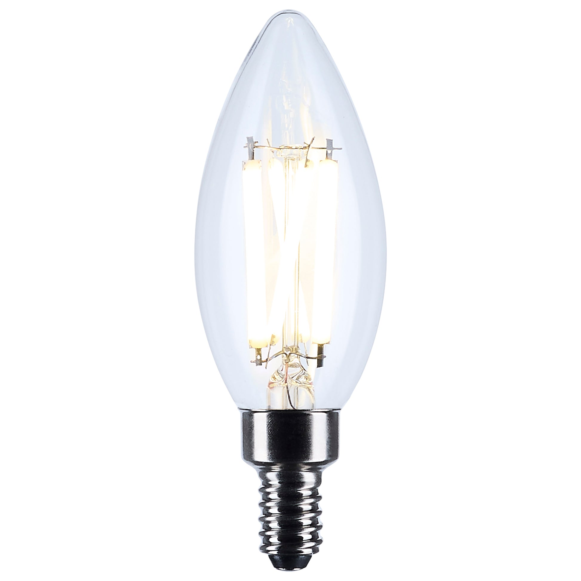 image of 8 Watt C11 LED - Clear - Candelabra base - 2700K - 90 CRI - 760 Lumens - 120 Volt