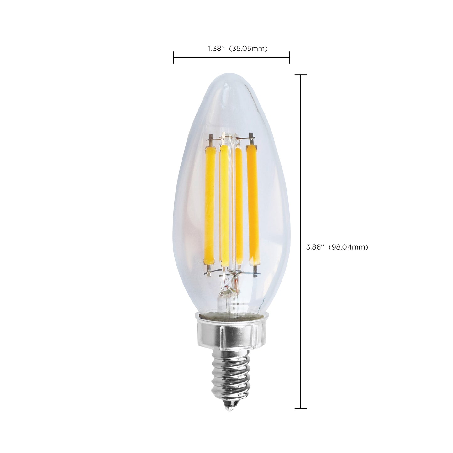 image of 8 Watt C11 LED - Clear - Candelabra base - 2700K - 90 CRI - 760 Lumens - 120 Volt