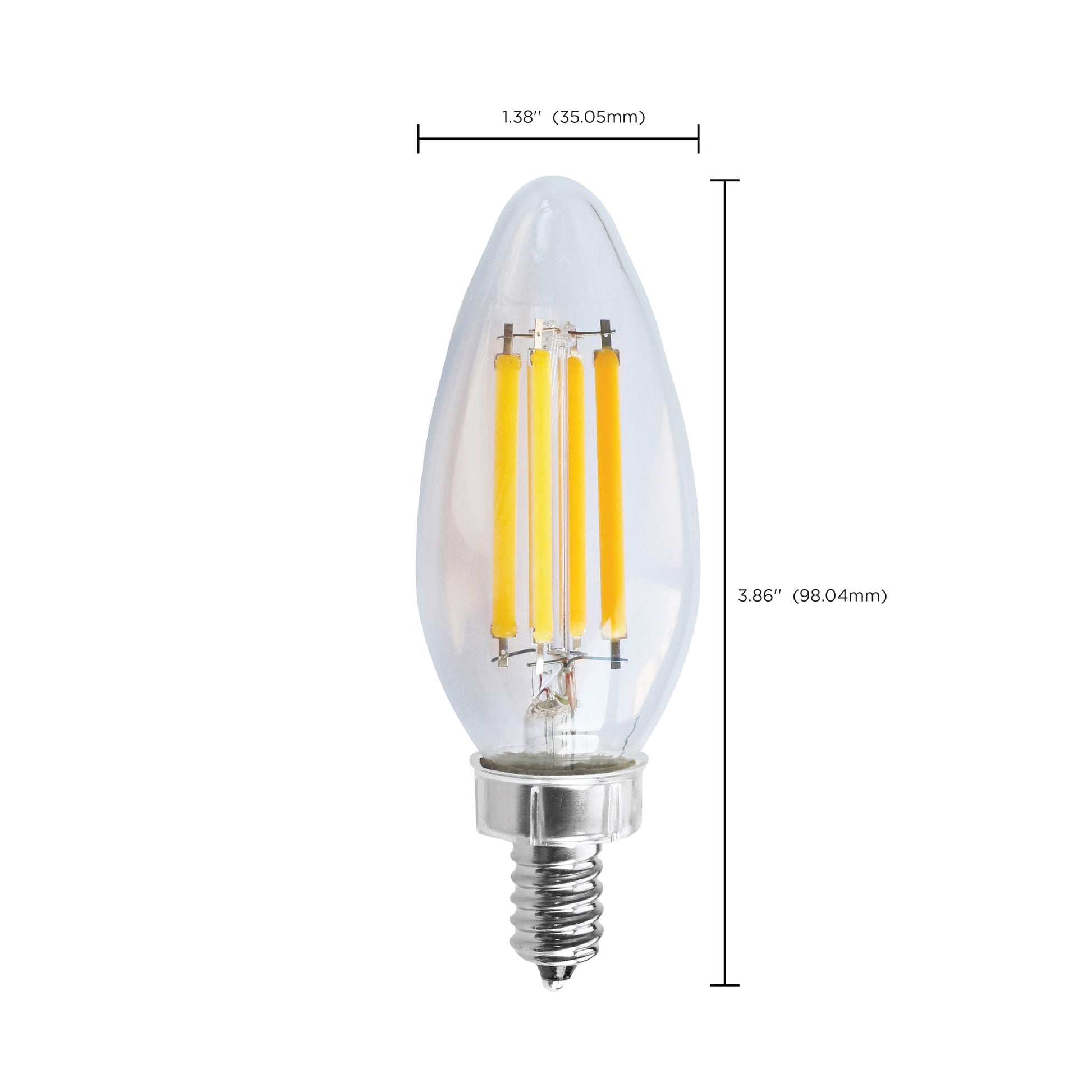 image of 8 Watt C11 LED - Clear - Candelabra base - 2700K - 90 CRI - 760 Lumens - 120 Volt