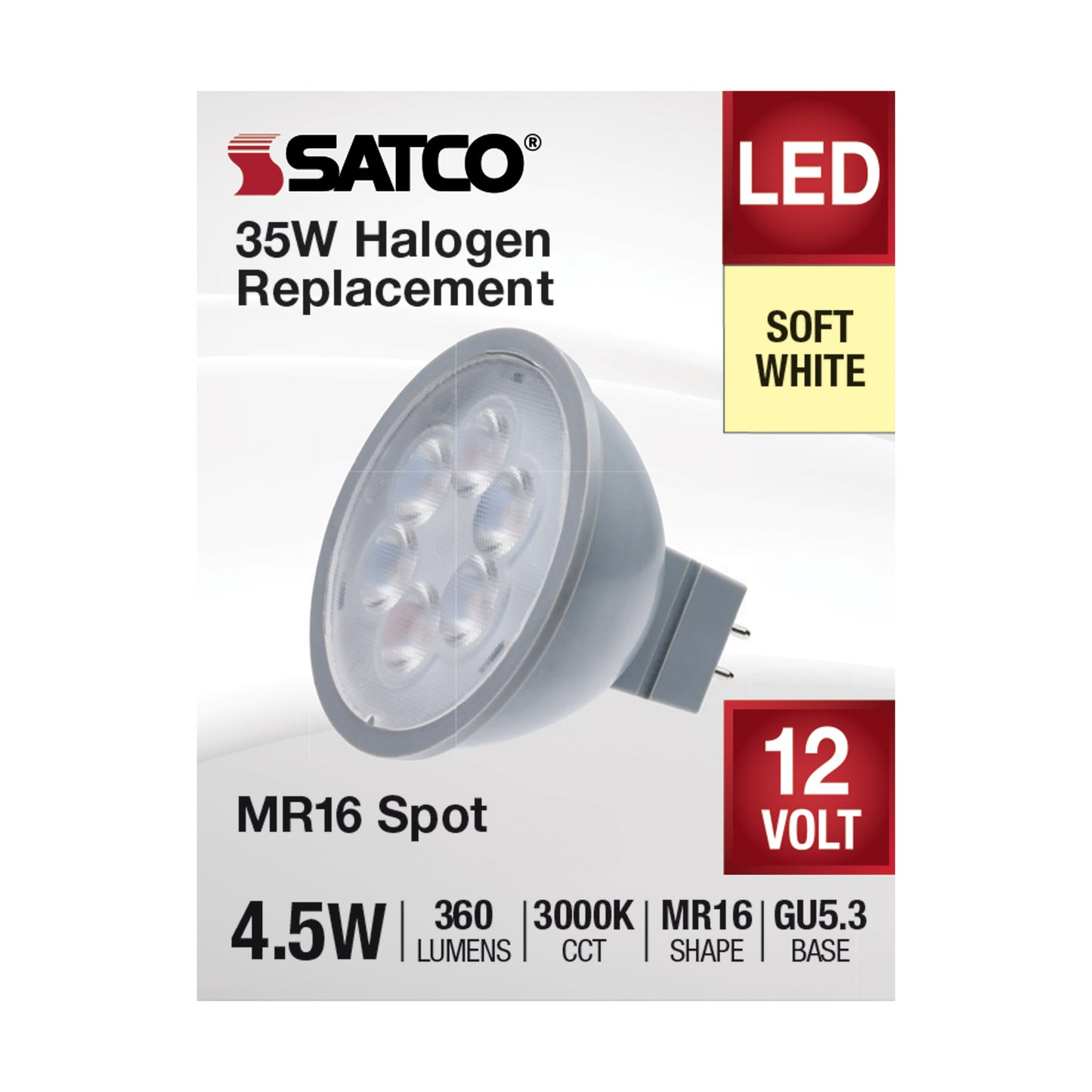 image of 4.5 Watt MR16 LED - Silver Finish - 3000K - GU5.3 Base - 360 Lumens - 12 Volt