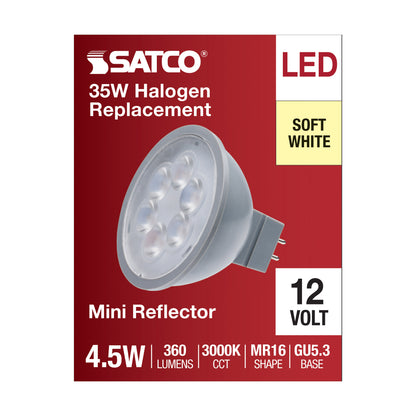 image of 4.5 Watt MR16 LED - Silver Finish - 3000K - GU5.3 Base - 360 Lumens - 12 Volt