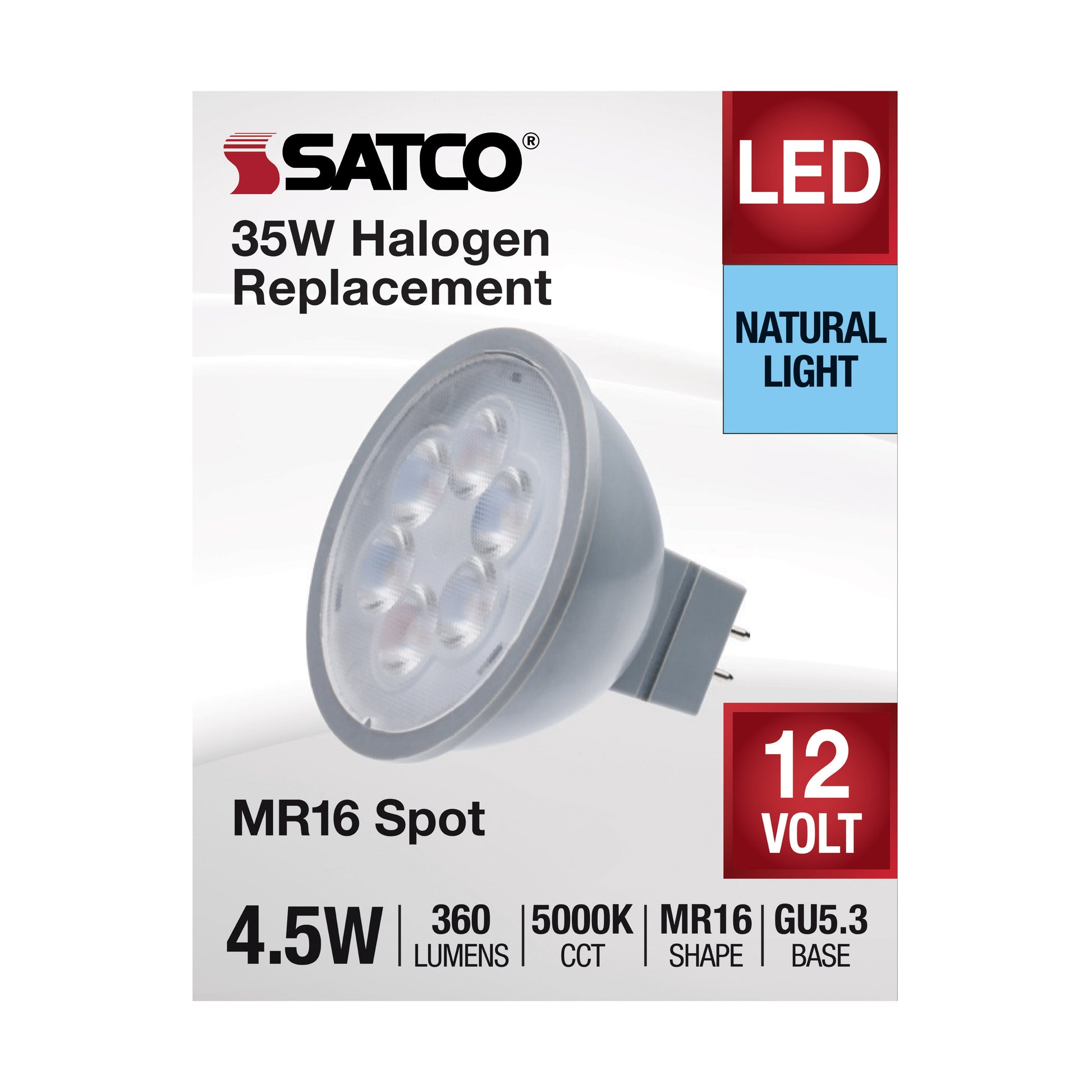 image of 4.5 Watt MR16 LED - Silver Finish - 5000K - GU5.3 Base - 360 Lumens - 12 Volt