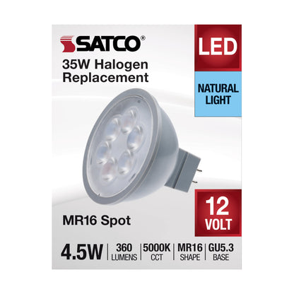 image of 4.5 Watt MR16 LED - Silver Finish - 5000K - GU5.3 Base - 360 Lumens - 12 Volt