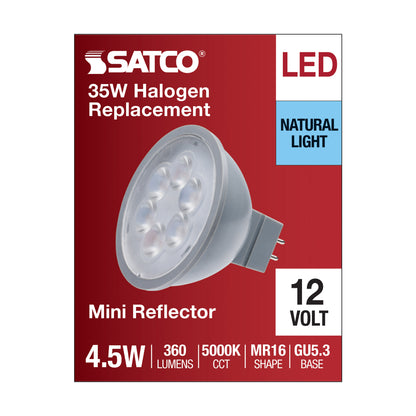 image of 4.5 Watt MR16 LED - Silver Finish - 5000K - GU5.3 Base - 360 Lumens - 12 Volt