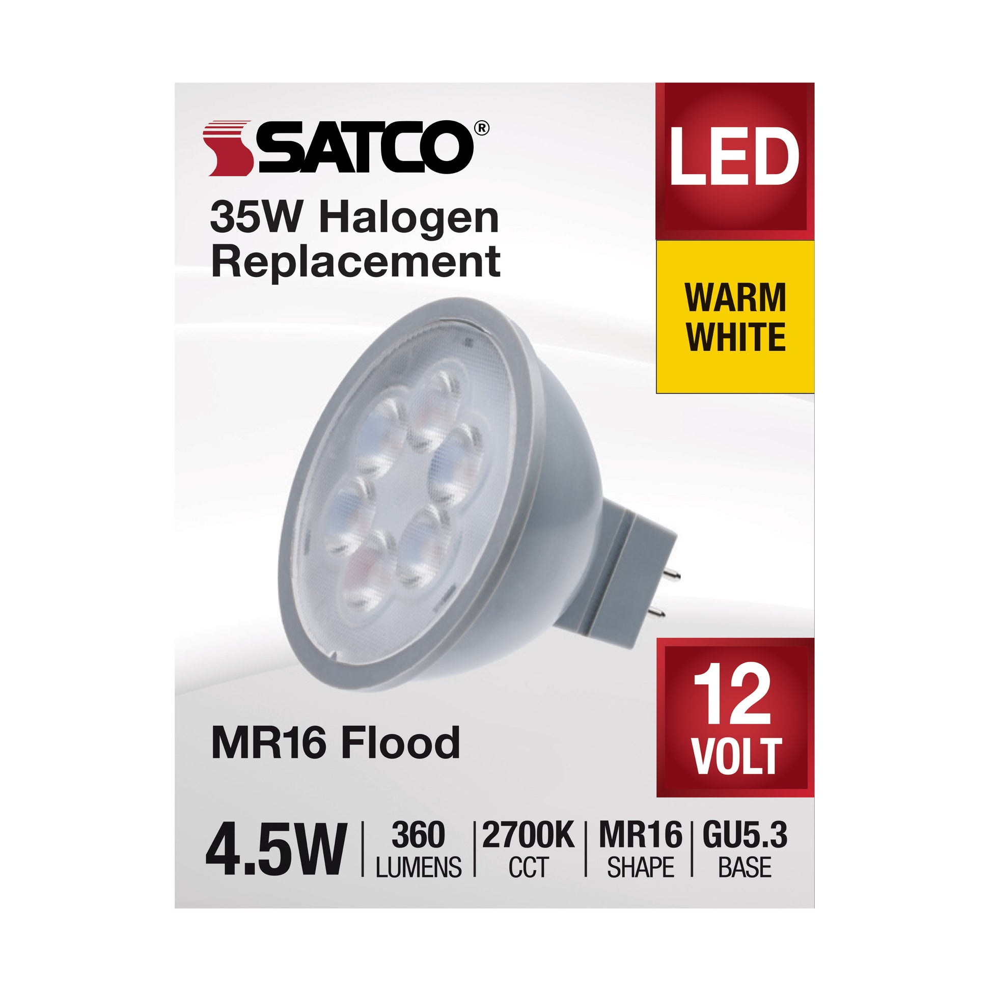 image of 4.5 Watt MR16 LED - Silver Finish - 2700K - GU5.3 Base - 360 Lumens - 12 Volt