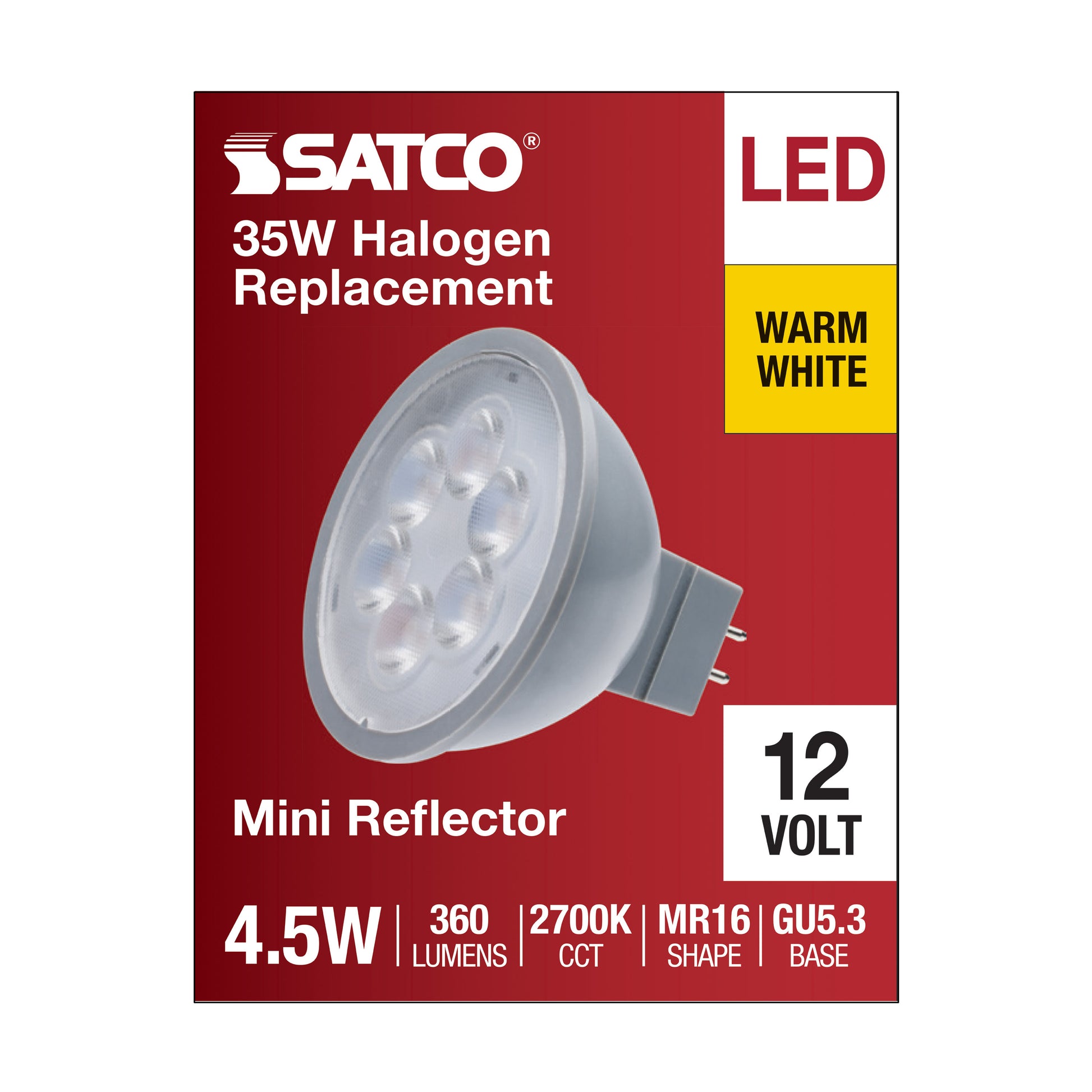 image of 4.5 Watt MR16 LED - Silver Finish - 2700K - GU5.3 Base - 360 Lumens - 12 Volt