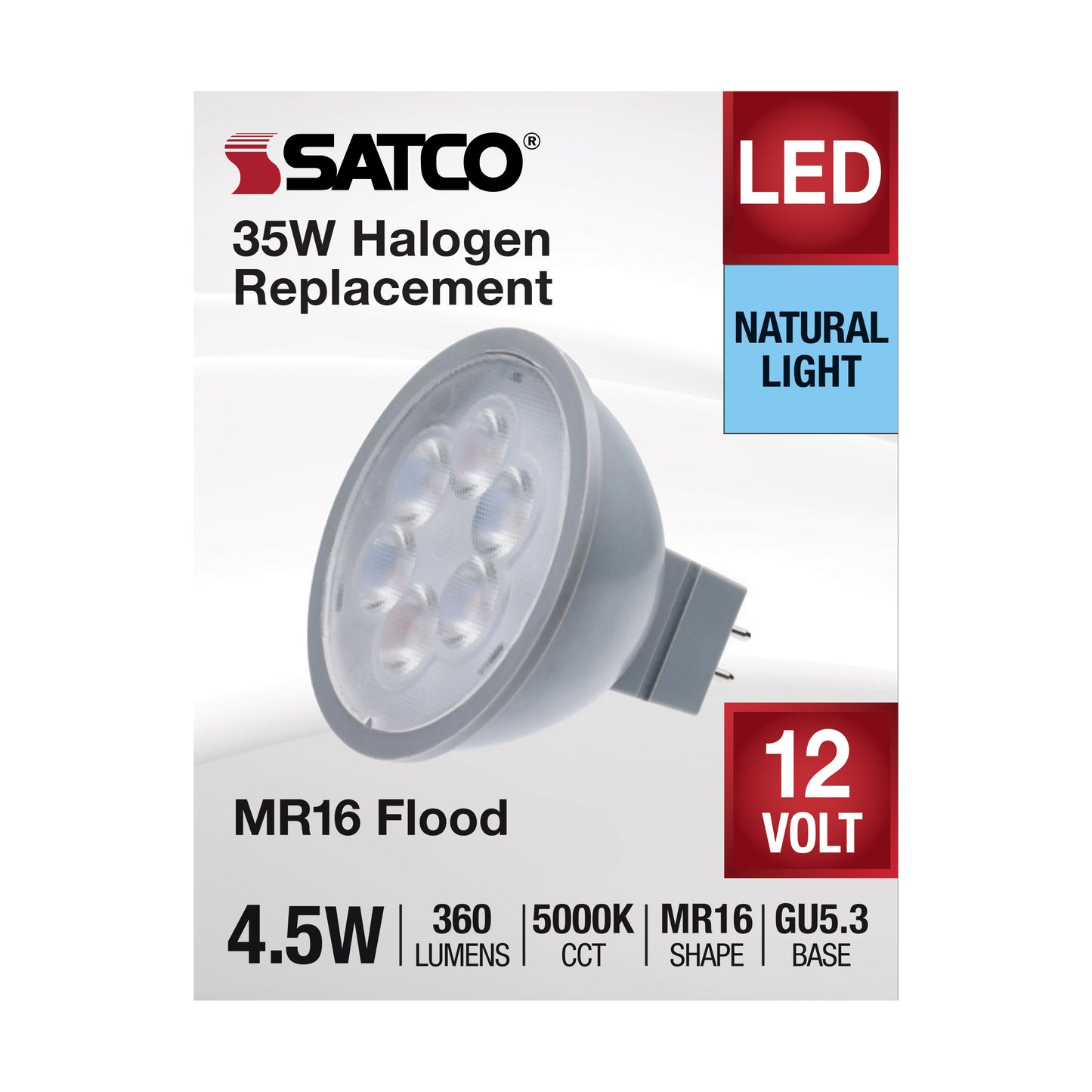 image of 4.5 Watt MR16 LED - Silver Finish - 5000K - GU5.3 Base - 360 Lumens - 12 Volt
