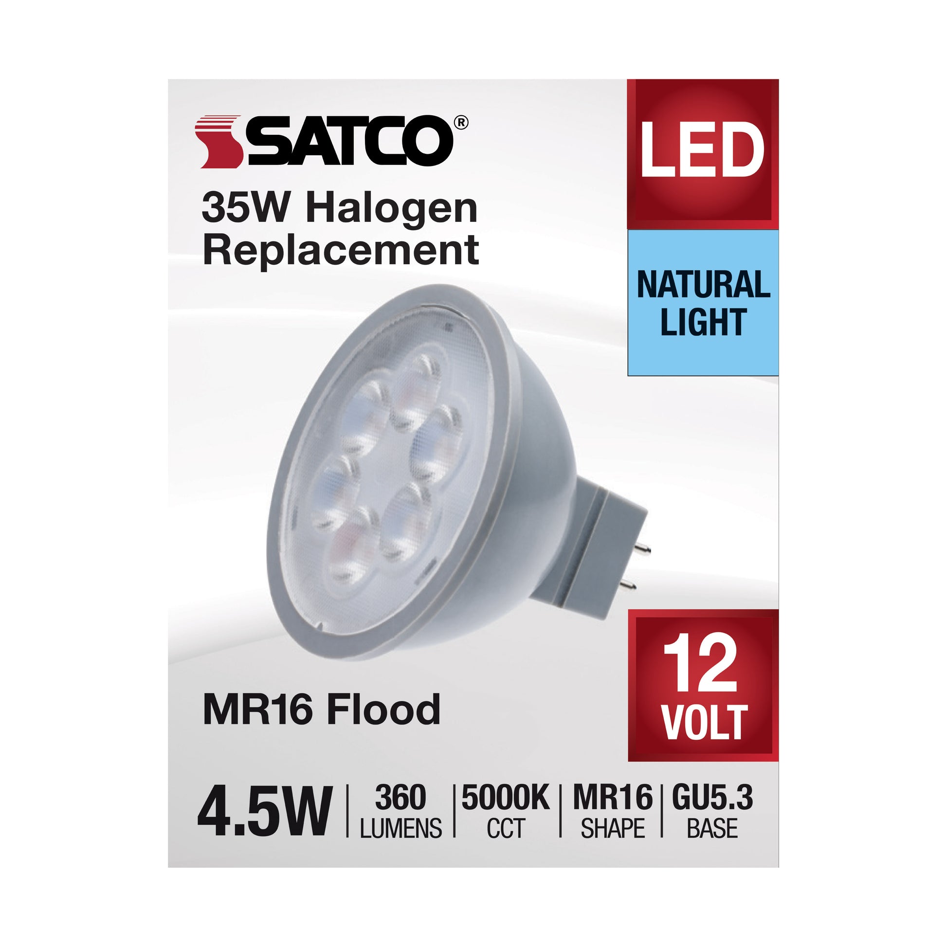 image of 4.5 Watt MR16 LED - Silver Finish - 5000K - GU5.3 Base - 360 Lumens - 12 Volt
