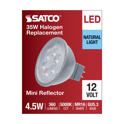 image of 4.5 Watt MR16 LED - Silver Finish - 5000K - GU5.3 Base - 360 Lumens - 12 Volt