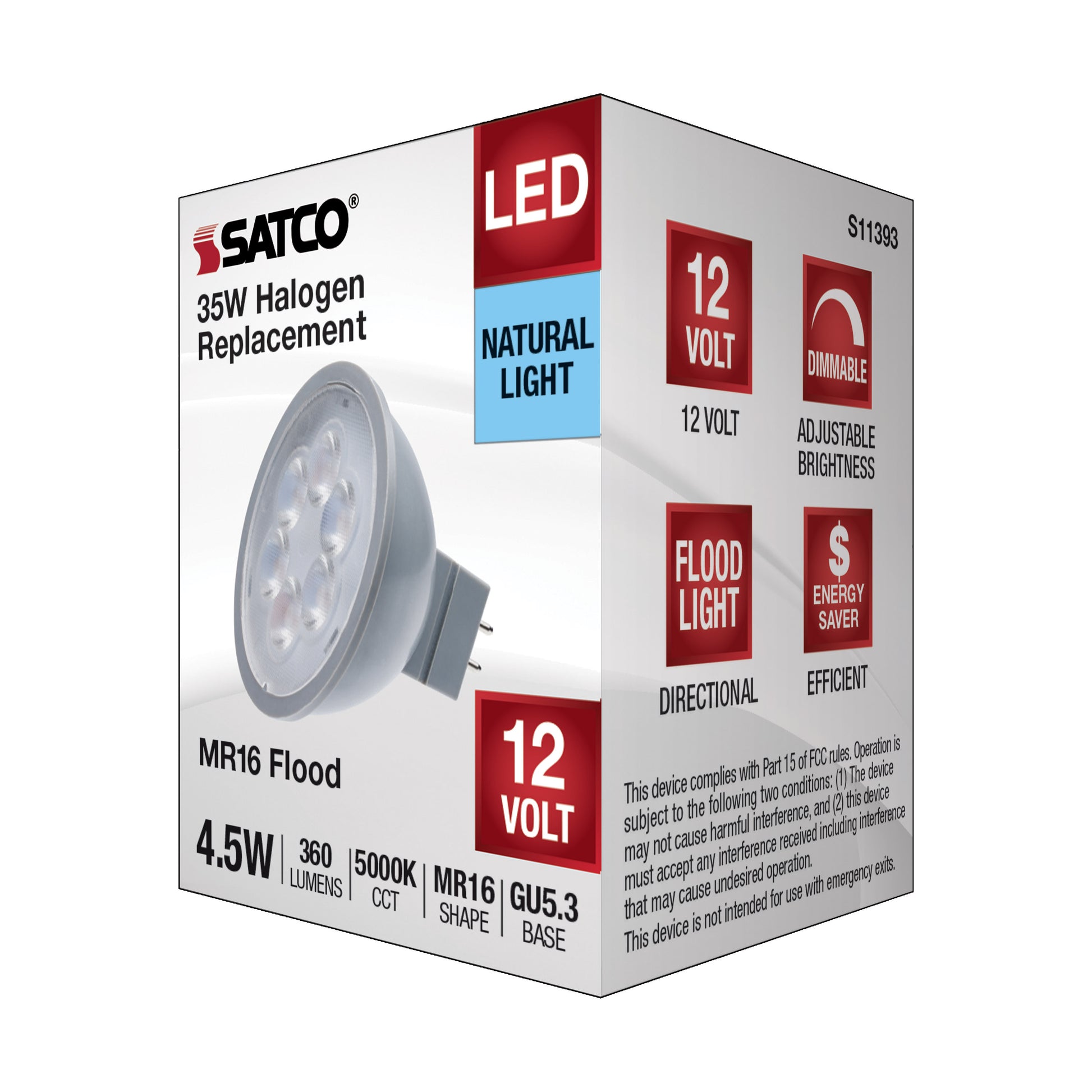 image of 4.5 Watt MR16 LED - Silver Finish - 5000K - GU5.3 Base - 360 Lumens - 12 Volt