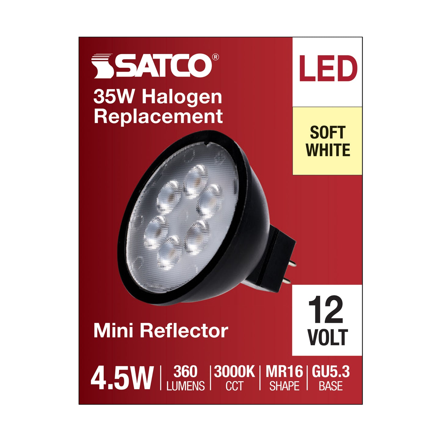image of 4.5 Watt MR16 LED - Black Finish - 3000K - GU5.3 Base - 360 Lumens - 12 Volt