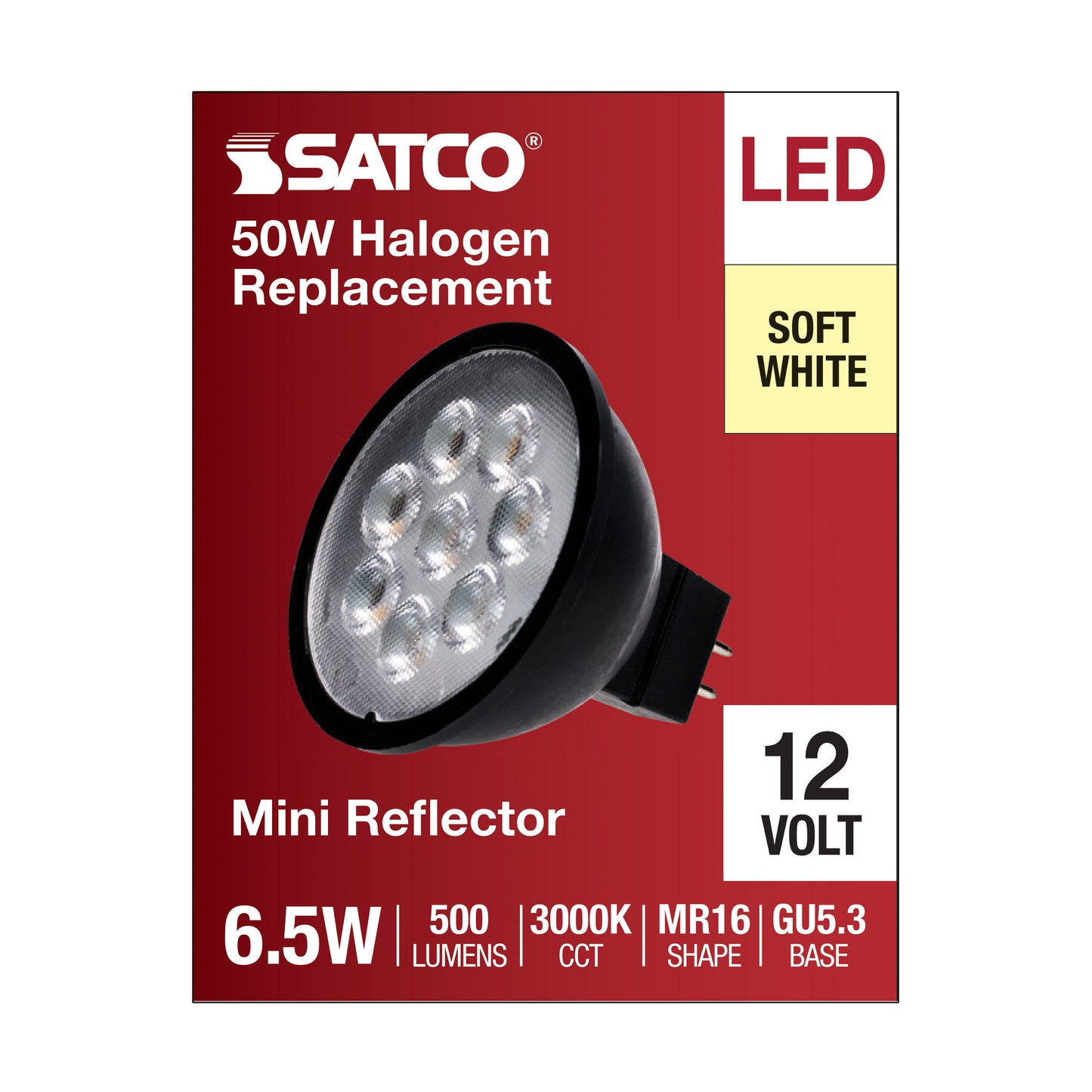 image of 6.5 Watt MR16 LED - Black Finish - 3000K - GU5.3 Base - 500 Lumens - 12 Volt