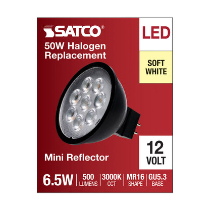 image of 6.5 Watt MR16 LED - Black Finish - 3000K - GU5.3 Base - 500 Lumens - 12 Volt