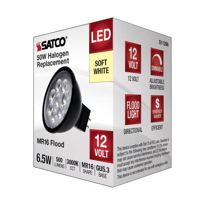 image of 6.5 Watt MR16 LED - Black Finish - 3000K - GU5.3 Base - 500 Lumens - 12 Volt