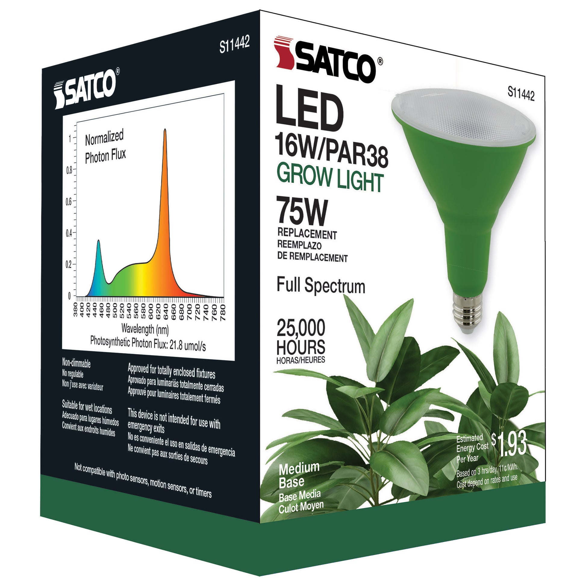 image of 16 Watt - PAR38 LED - Full Spectrum Plant Grow Lamp - Medium Base - 120 Volt