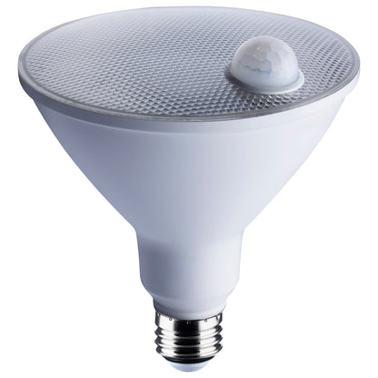 image of 14 Watt PAR38 LED - White - 3000K - 1100 Lumens - 120 Volt - PIR Sensor - Non-Dimmable