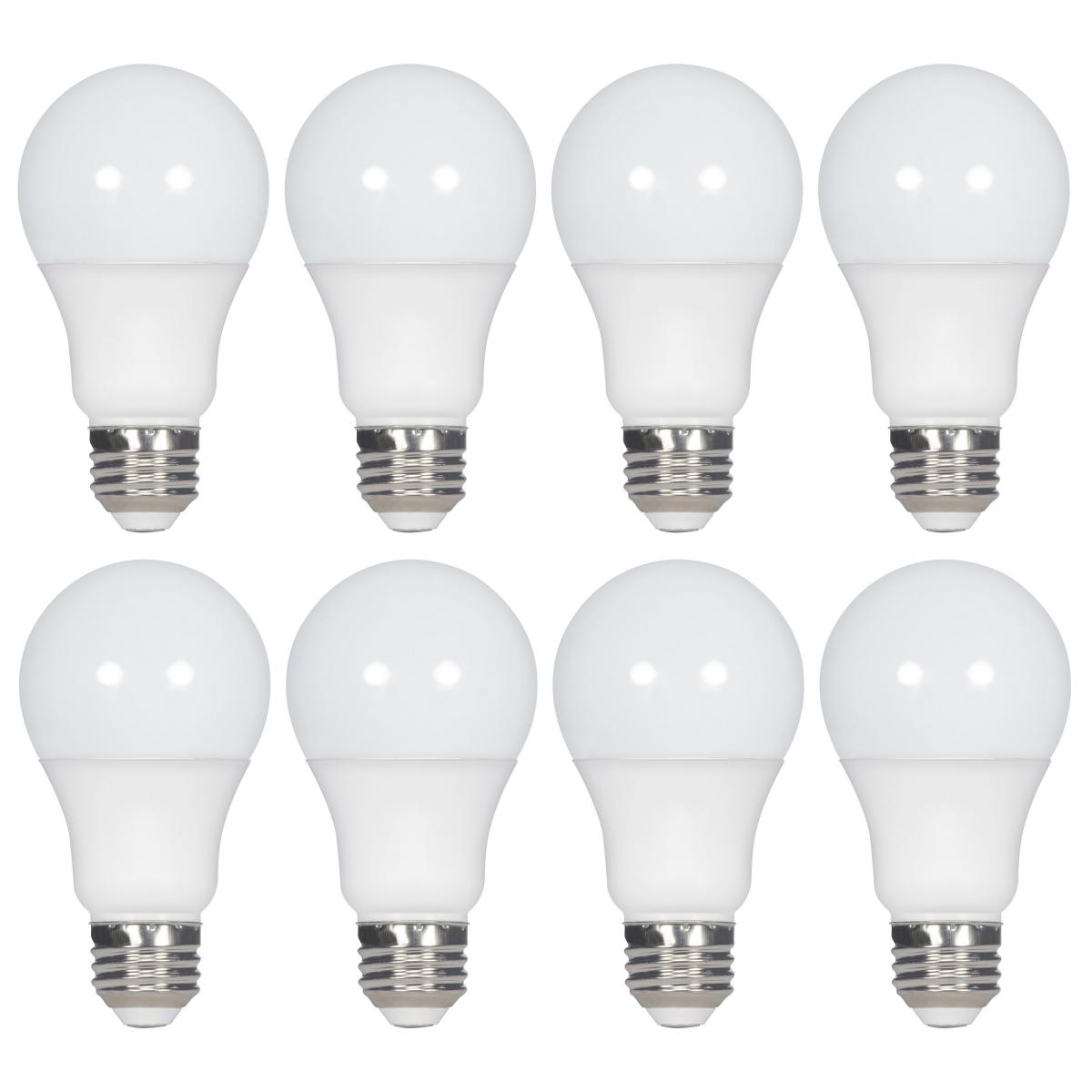 image of 9 Watt A19 LED - 2700K - Non-Dimmable - E26 - 80 CRI - 8-pack