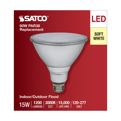 image of 15 Watt PAR38 LED - 3000K - Medium Base - 120-277 Volt - 90 CRI