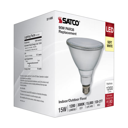 image of 15 Watt PAR38 LED - 3000K - Medium Base - 120-277 Volt - 90 CRI