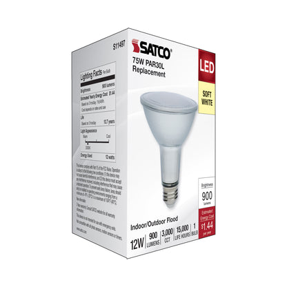 image of 12 Watt Econo LED PAR30LN - 3000K - 35 Degree Beam Angle - Medium Base - 120-277 Volt - Silver Finish