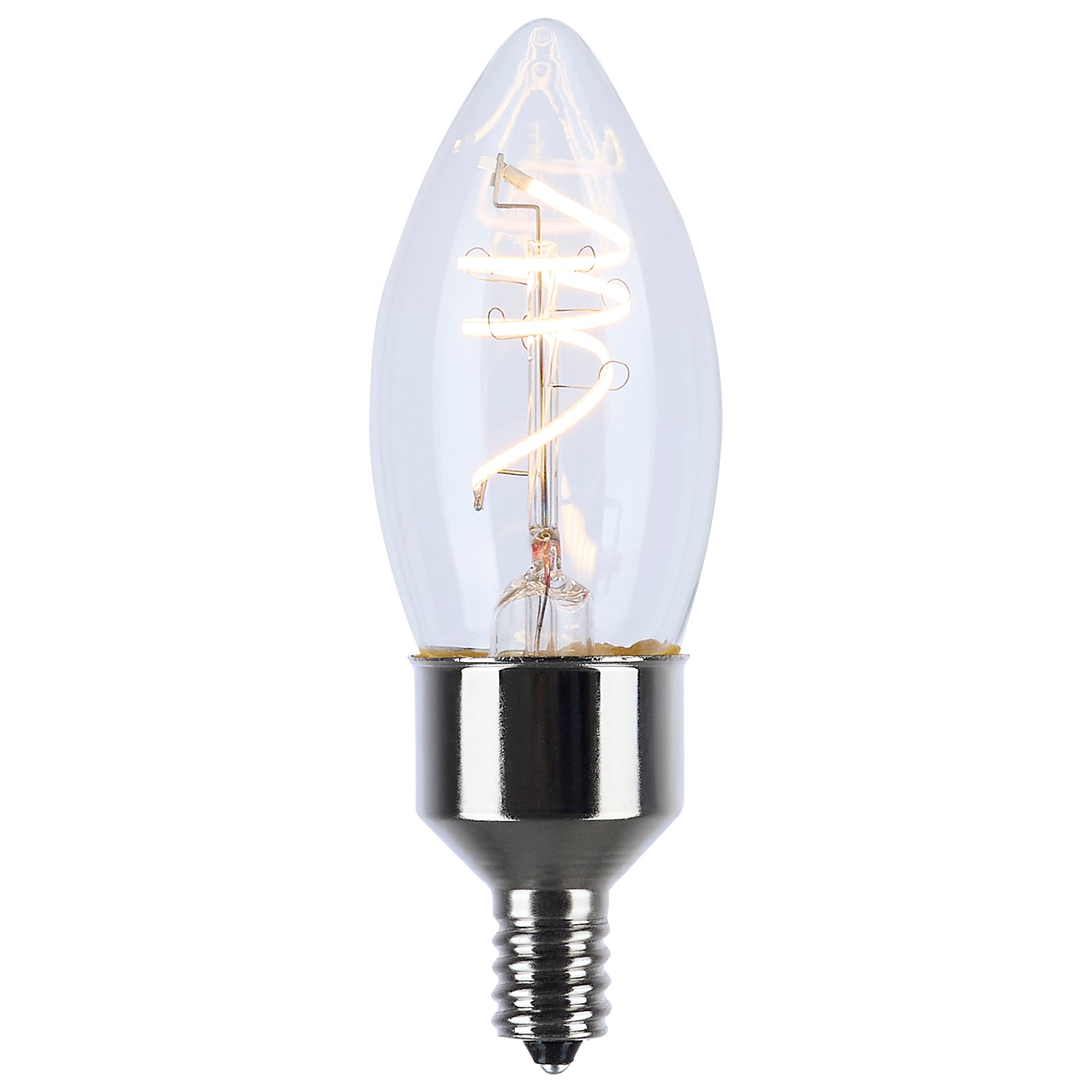 image of 4 Watt LED - Reminiscent - Flex Gray Coil Filament - B11 - Candelabra Base - 2700K CCT - Clear - 120 Volt