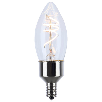 image of 4 Watt LED - Reminiscent - Flex Gray Coil Filament - B11 - Candelabra Base - 2700K CCT - Clear - 120 Volt