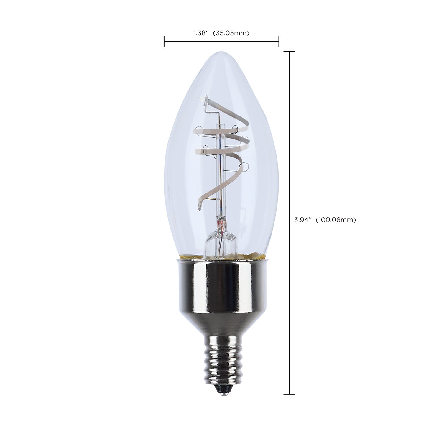 image of 4 Watt LED - Reminiscent - Flex Gray Coil Filament - B11 - Candelabra Base - 2700K CCT - Clear - 120 Volt