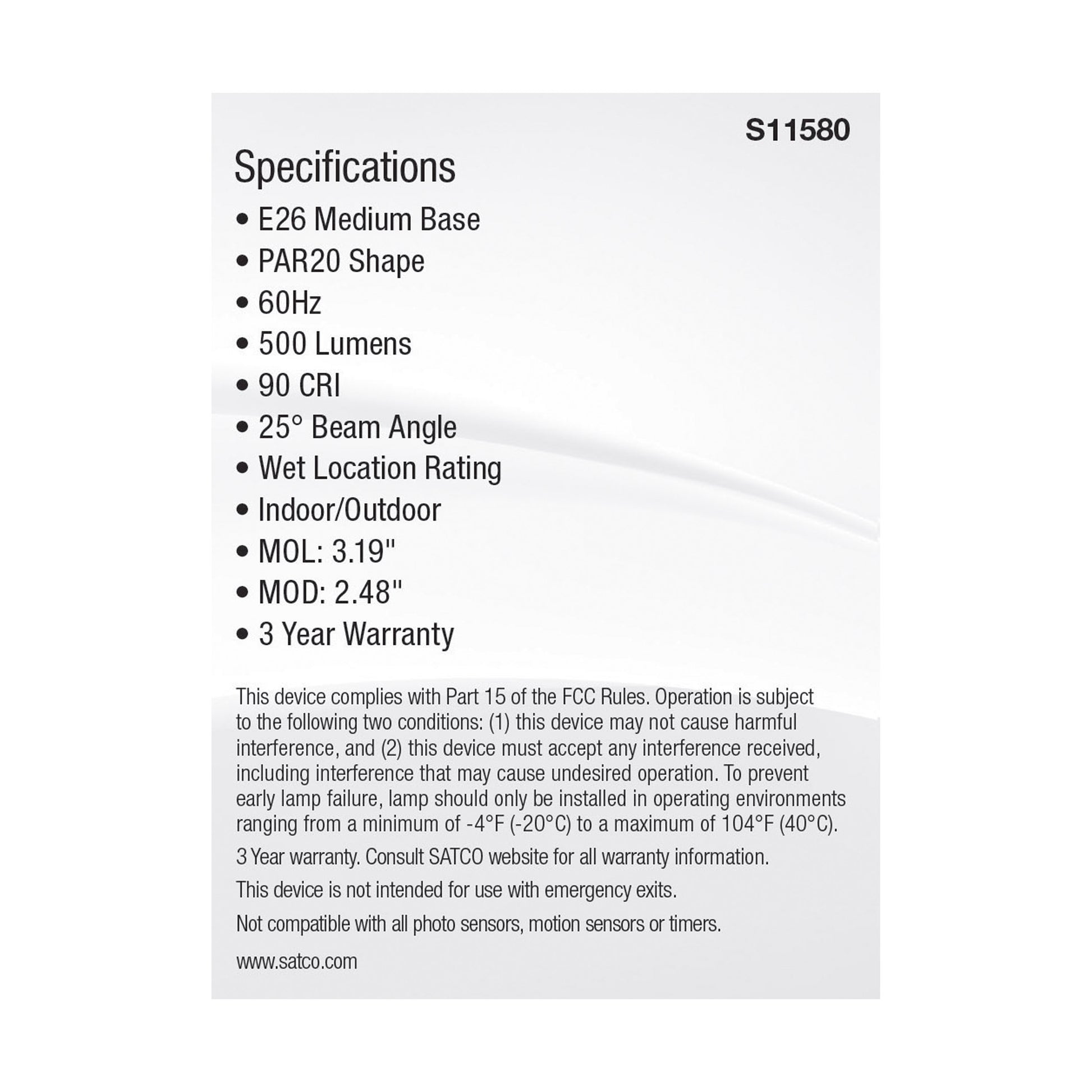 image of 5.5 Watt PAR20 LED - Medium Base - Silver Finish - CCT Selectable - 120 Volt - 25 Degree Beam Angle