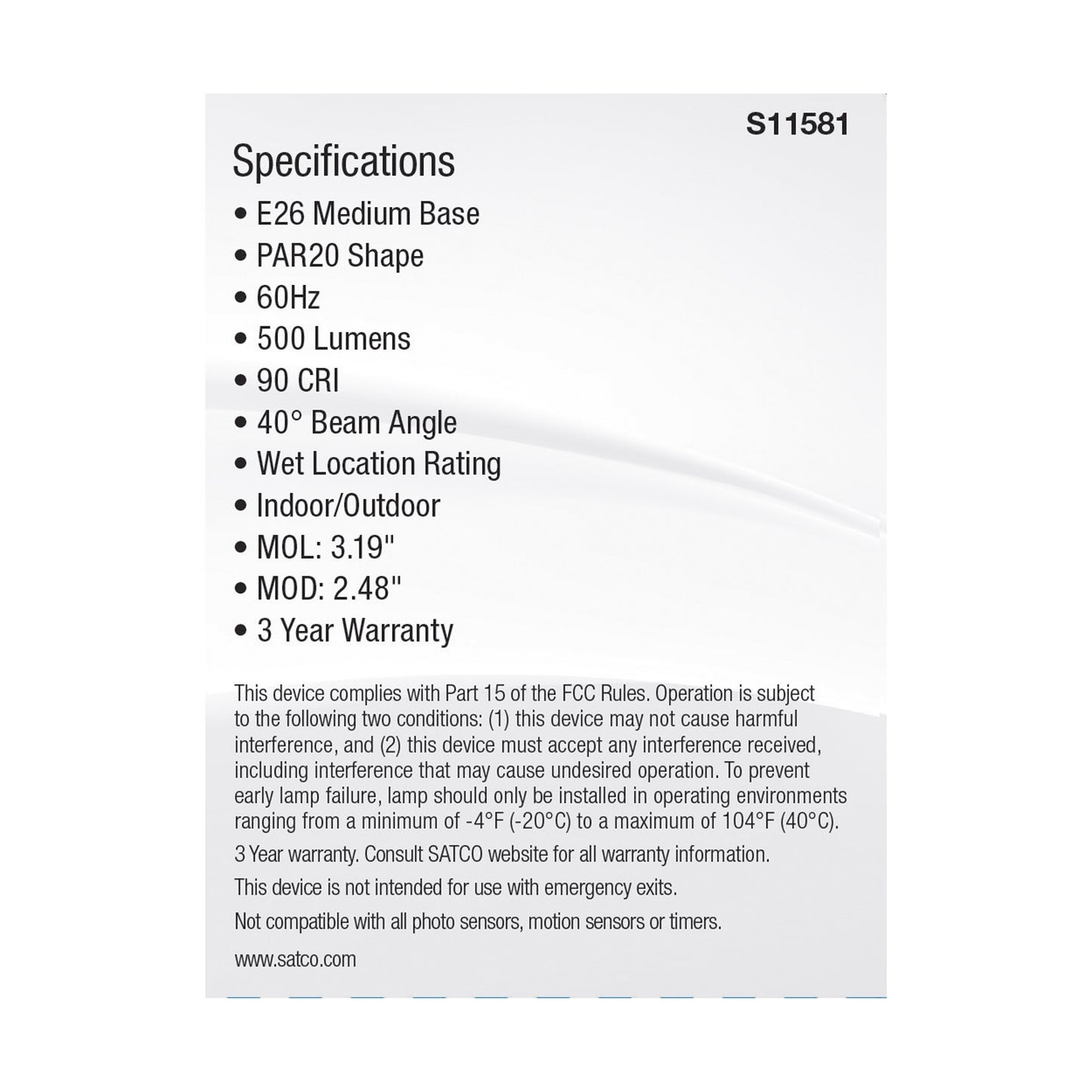 image of 5.5 Watt PAR20 LED - Medium Base - Silver Finish - CCT Selectable - 120 Volt - 40 Degree Beam Angle