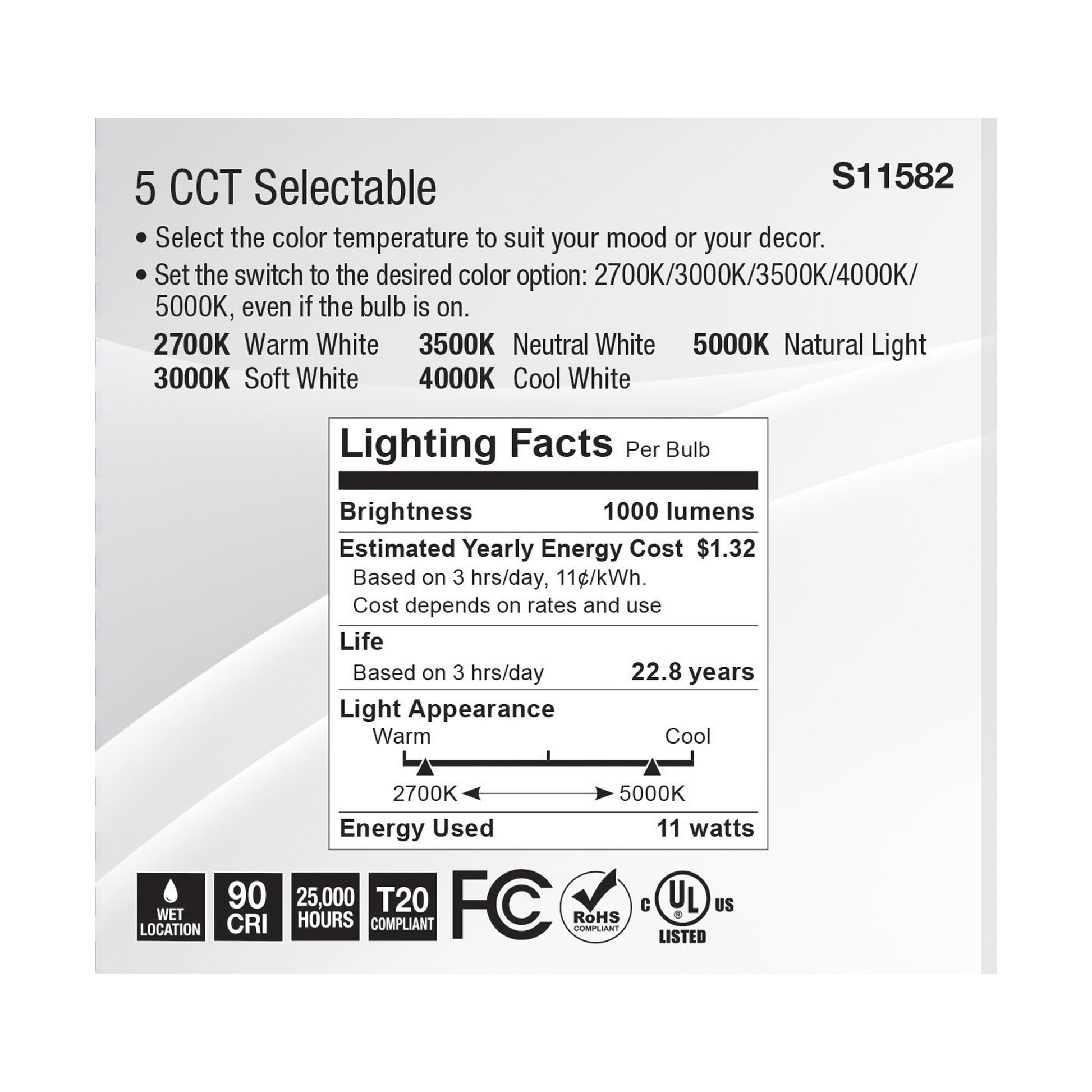 image of 11 Watt PAR30SN LED - Medium Base - Silver Finish - CCT Selectable - 120 Volt - 25 Degree Beam Angle