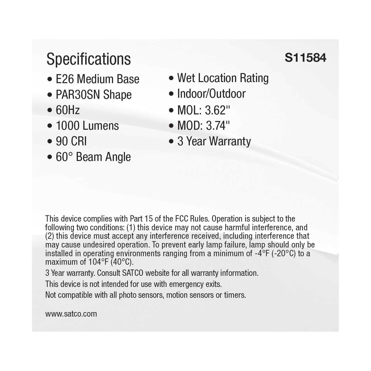 image of 11 Watt PAR30SN LED - Medium Base - Silver Finish - CCT Selectable - 120 Volt - 60 Degree Beam Angle