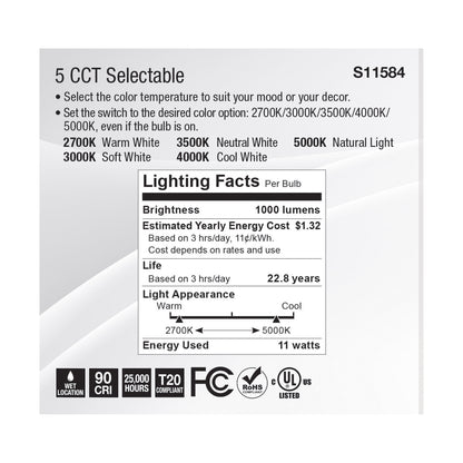 image of 11 Watt PAR30SN LED - Medium Base - Silver Finish - CCT Selectable - 120 Volt - 60 Degree Beam Angle