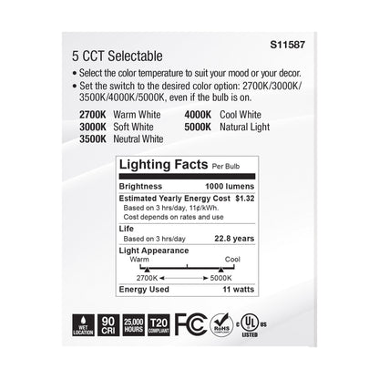 image of 11 Watt PAR30LN LED - Medium Base - Silver Finish - CCT Selectable - 120 Volt - 60 Degree Beam Angle